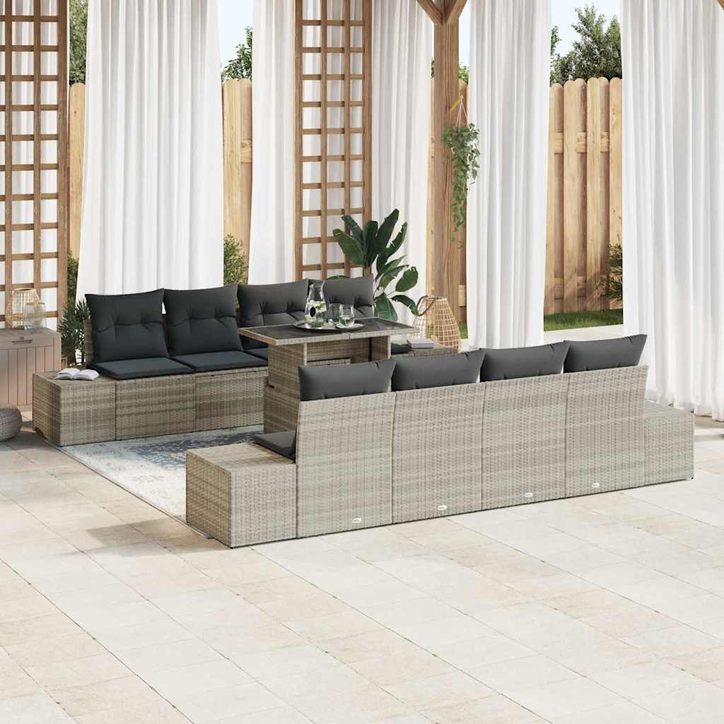 Garten-Sofa-Set mit Kissen 7 pcs Hellgrau und Dunkelgrau